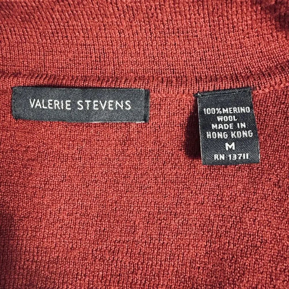Valerie Stevens‎ Medium Red Blazer Sweater Coatigan Merino Wool Cardigan Pocket